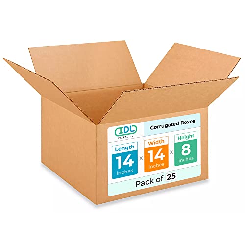 Medium Moving &amp; Shipping Boxes 14"L x 14"W x 8"H (25-Pack) - Extra Strength 200 lb vs Regular - Corrugated Strong Cardboard Boxes - Packing and Moving Box - Moving Box Heavy Duty by IDL Packaging
