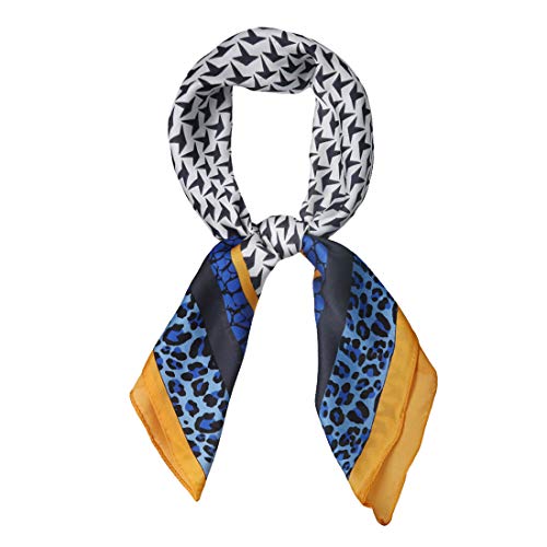 Allegra K 70cm Houndstooth Swallow Bird Leopard Print Square Scarf Kerchief Neckerchief Bandana - Main Image
