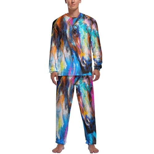 Ensemble de pijama homme imprimé cheval pour des nuits douces et relaxantes