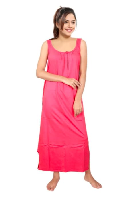 Image of Women's Sleeveless Maxi Night Dress, Spaghetti Strap Nighty, Comfortable Sleepwear Pack of 2