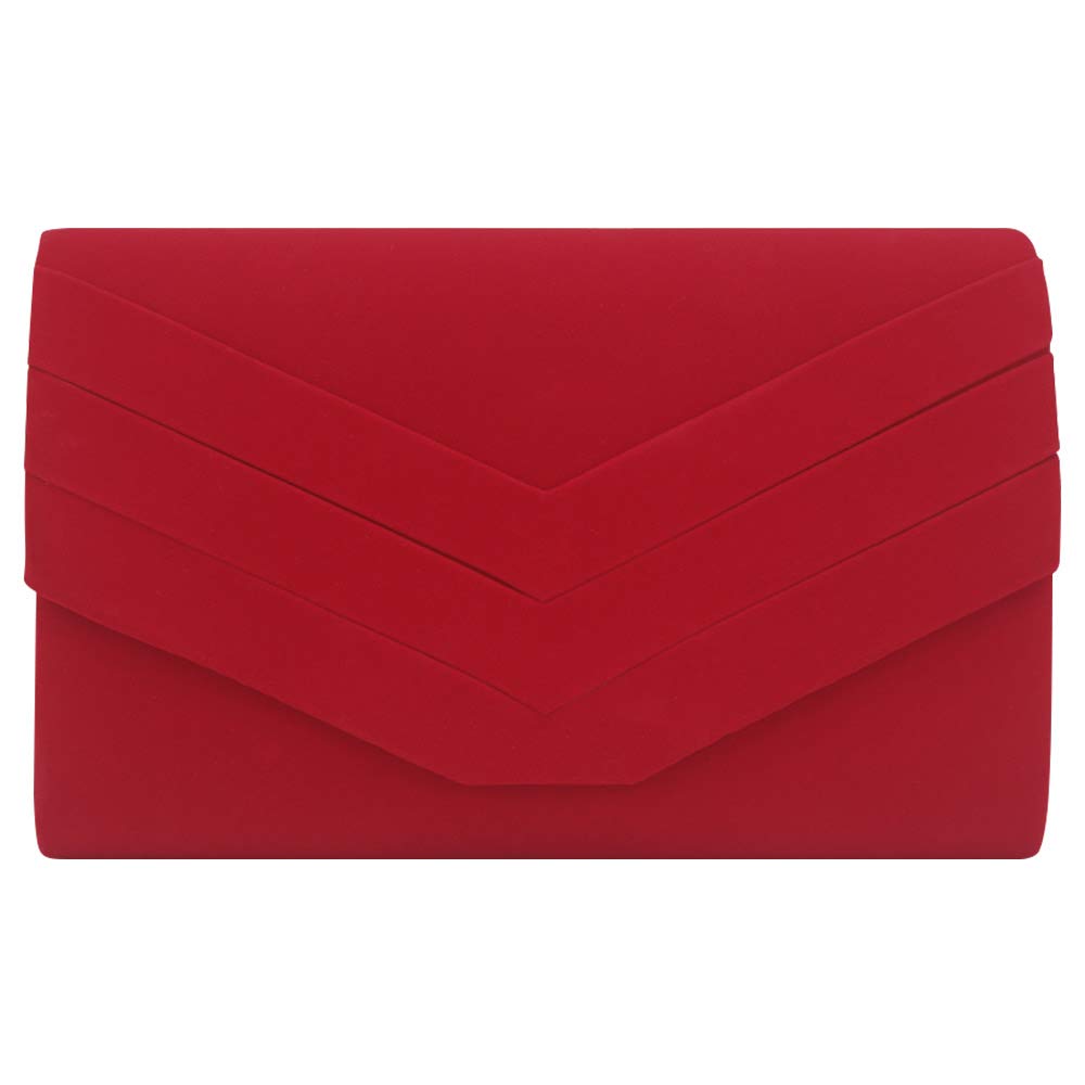 Best World 4 YuWocharm Womens V Shape Suede Clutch Evening Prom Purse Bridal Shoulder Handbags