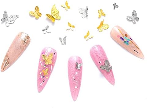 2 Boxes Sweet Nail Stud 3D Butterfly DIY Nail Art Charm Nail Art Decoration Nails Tips Beauty Accessories for Women Girls