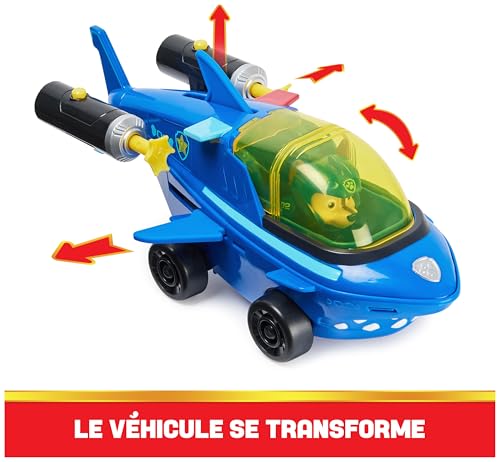 PAT' PATROUILLE AQUA PUPS - Voiture + Figurine Chase - Voiture Pat Patrouille Chase - Figurine à Collectionner - Thème Mer Et Aventures Sous-Marines - Paw Patrol - Jouet Enfant 3 Ans +