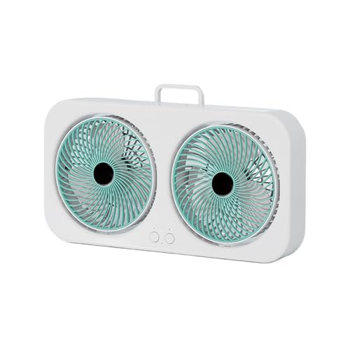 Genérico Ventilador de Mesa, Enfriador De Aire Doble Cabezal, Ventilador USB Recargable Portátil Colgable y Silencioso para Acampar Viajes Playa Tienda Dormitorio Gimnasio