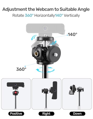 Etour Webcam Stand - Ultra Thin Desk Heavy Base, Height Adjustable (2.8’ - 5’ ft.) Compatible with Logitech Webcam C930e,C930,C920, C922x,C922,... - Image 3