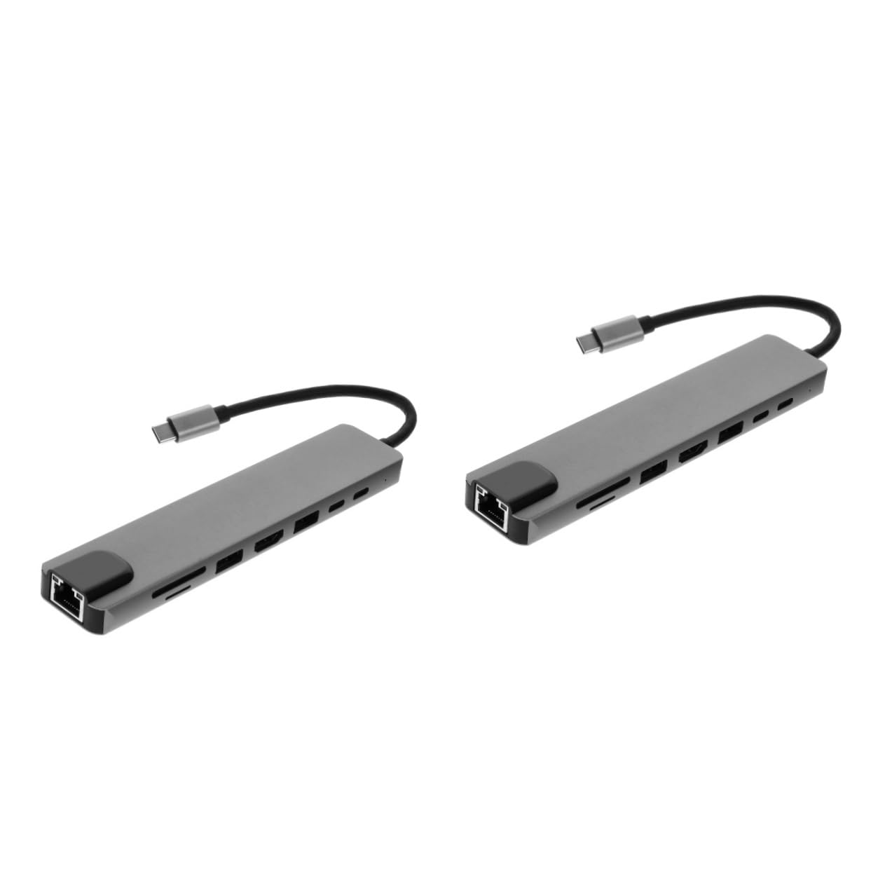 Mikikit 2pezzi Type-c Hub Docking Station Per Computer e Smartphone Usb Converter Pratico Pd Espansione Multi-porta Per Rete e Dati Design Compatto e Portatile Per Ufficio e Casa
