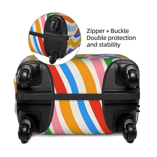 Colorful Striped Waves Elastic Travel Luggage Cover, Washable Spandex Suitcase Protector, Anti-Scratch Fits 18-32 Inch4
