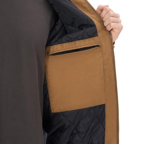 HISEA Men's Loose Fit Washed Duck Active Jacket Winter Insulated Canvas Hooded Work Utility Jacket with Pockets4