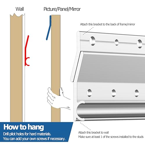 Alzclip French Cleat Hanger Heavy Duty 12 Inch - 2 Pack - Mirror Hanging Brackets Hardware Kit - Aluminum Wall Hangers For Pictures thumb #3