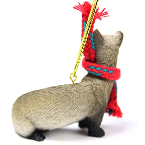 Ferret Tiny Miniature One Christmas Ornament - Delightful!