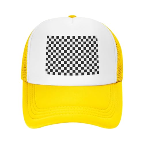 Checkerboard Black and White Pattern Trucker Hat Snapback Mesh Baseball Cap Unisex2