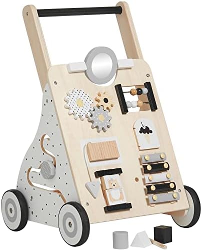 Haus Projekt Baby Walker Scandi, Wooden Walker for Babies, Toddler Activity Centre, Baby Walker Activity Cart, Wooden Toy for Early Development, Push Along Trolley for Boys and Girls