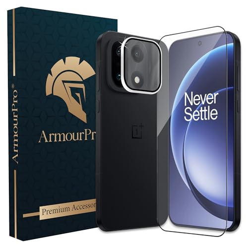 Image of ArmourPro Edge to Edge Tempered Glass for OnePlus 15 with Silver Camera Ring Guard, 9H Screen Protector, Anti-Scratch, Anti-Fingerprint, Bubble-Free Installation Kit