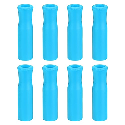 uxcell 8 capuchons pailles silicone, 8mm, bleu clair