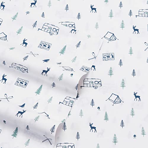 Image of Eddie Bauer Home | Percale Collection Sheet Set-100% Cotton, Crisp & Cool, Lightweight & Moisture-Wicking Bedding, King, Campout