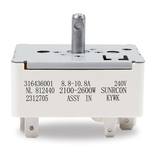 316436001/316021501 Surface Element Burner Infinite Switch Surface Burner Control Switch Replace Parts 1155395 AP3885460 PS1145040 EAP1145040 Compatible with Frigidaire for Kenmore (8 Inch)