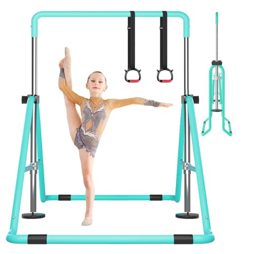 DOBESTS Barra de gimnasia, barra horizontal plegable para niños, barras horizontales de gimnasia de altura ajustable, equipo de entrenamiento de gimnasia junior para gimnasio en casa, interior, jardín