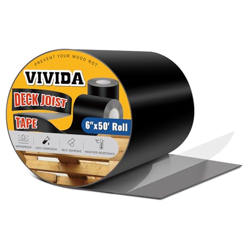 VIVIDA 6 in × 50 Ft Deck Joist Tape, Waterproof Butyl Joist Tape, 1 Roll