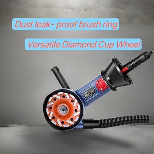 Image of Wohenhao 5 Inch Concrete Planer 1500W with Dust Extraction Shroud and Diamond Cup Wheel, Floor Carpet Vinyl & Tile Adhesive Removal Machine