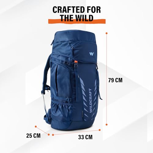 Image of Wildcraft 60 Litre Travel Pro Rucksack Travel Backpack for Mens & Womens - Blue | Unisex Travel Backpack Bag for Trekking & Hiking | Lightweight, Waterproof Travel Backpack