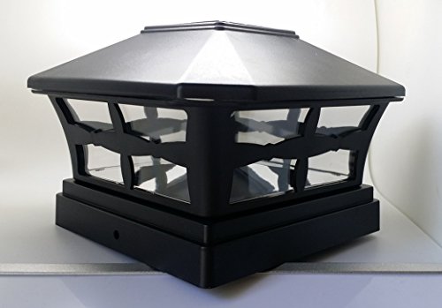 4 Piece Solar Black Finish Post Deck Fence Cap Lights for 5