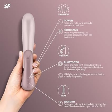 Satisfyer Heat Wave Connect App Rabbit-Vibrador | Vibrador Bunny Bluetooth para Mujeres | Con Función de Calor y Control por App | Estimulación Vibrante | Silicona Médica | 20 cm | Violeta