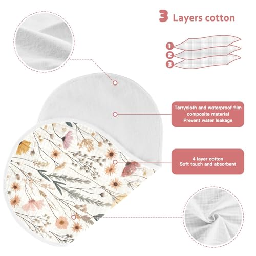 Muslin Baby Burp Cloths Set of 2, Soft Absorbent Dried Flowers Cotton Burping Cloth, Milk Spit Up Rags for Newborn Unisex, 22 x 11 Inch4