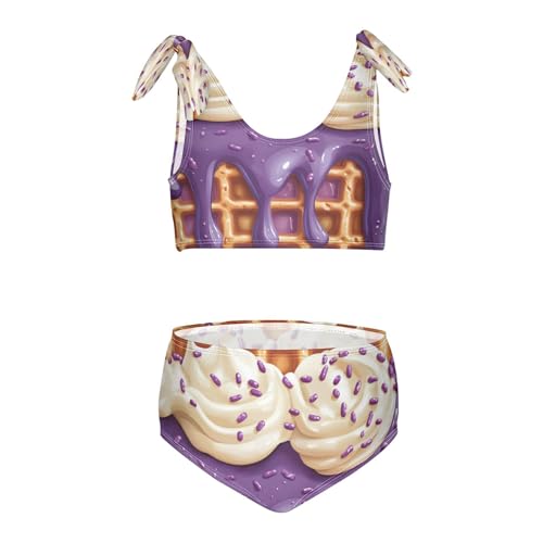 Milk Burgundy Purple Ice Cream Girls Tankini Swimsuit Kids Bikini Sets 2 Pcs Bathing Suit 3T