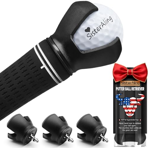 SisterAling 3-Prong Golf Ball Retriever Grabber Pick Up,Back Saver Claw Put On Putter Grip,Suction Cup Ball Grabber,Sucker for Golf Screws Tool