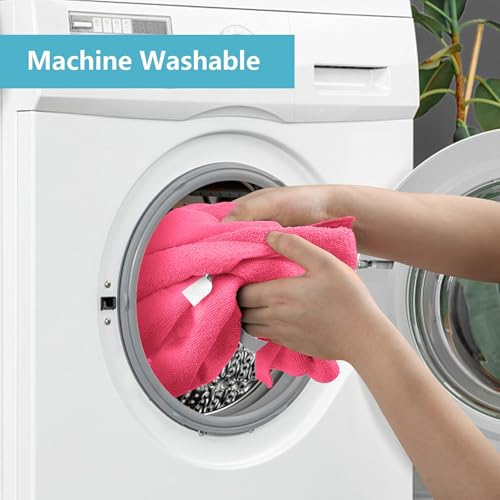 Image of HOMEXCEL Pink Microfiber Cleaning Cloth, 8 Pack Cleaning Towels for Kitchen, Lint Free, Scratch-Free, Highly Absorbent, and Reusable Cleaning Rags for House, Window and Glass, Cars, 11.5 X11.5 inch