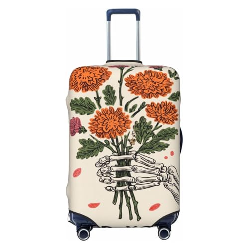 Skeleton Holding Flowers For You Elastic Travel Luggage Covers Dustproof Scratch-Resistant Suitcase Protector Fit 22-24 Inch - Main Image