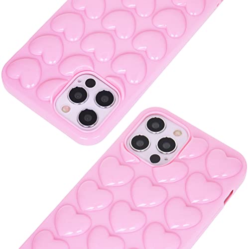 DMaos iPhone 12 Pro Max Case for Women 3D Pop Bubble Heart Kawaii Gel Cover, Cute Girly for iPhone12 Pro Max 6.7 inch - Pink - Image 4