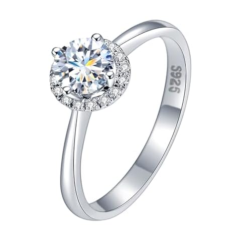 Newsoul ✦ Moissanite Ring, S925 Sterling Silver 1 ct/2 ct/3 ct D-color Pure VVS1 Classic Round Moissanite Ring for Women Cover