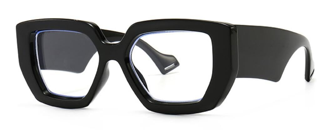 Woman Luxury Brand Black Square Reading Glasses Anti Blue Rays Presbyopia Eyeglasses Thick Frame Computer Eyewear +2 (C1 black clear, 375)