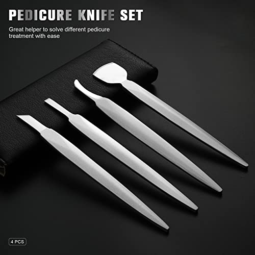 Image of FERYES Pedicure Knife Ingrown Toenail Kit, 4 PCS Professional Pedicure Tool Kit, Top Notch Foot Blade (Leather case included)