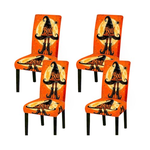 Chair Covers for Dining Chairs Set of 4 Stretch Milk Silk Halloween Witch