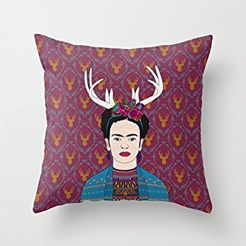 Deer Frida Funny Fasfion Design Decorative Throw Pillow Cover Cushion Case 18X18 Inch