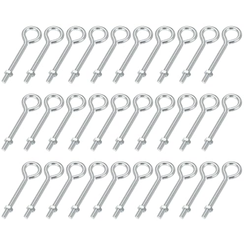 Tornillos de ojo M5x50 de acero al carbono con tuercas hexagonales para ganchos de metal, 30 uds
