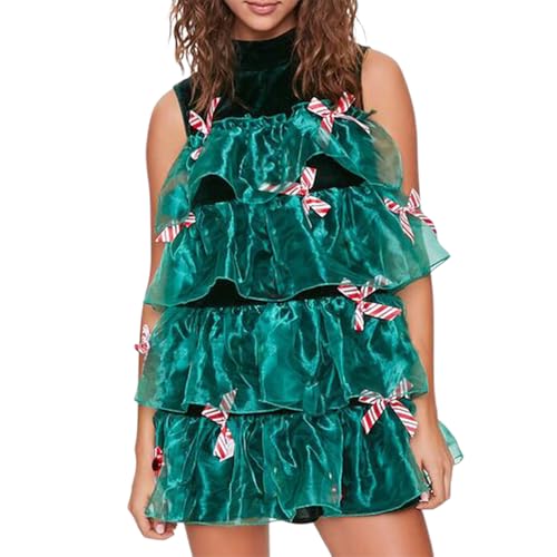 SOLILOQUY Christmas Tree Dress Up Outfit - Festive Womens Party Costume - Ugly Xmas Sweater (Green M)