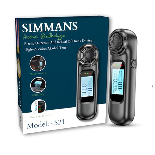 Image of Alcohol Tester Breath Analyzer Professional Alcohol Testing Machine with LCD Digital Display, USB Rechargeable Portable Alcohol Detector Breathalyzer High Precision Audible Alert (Model S-21)