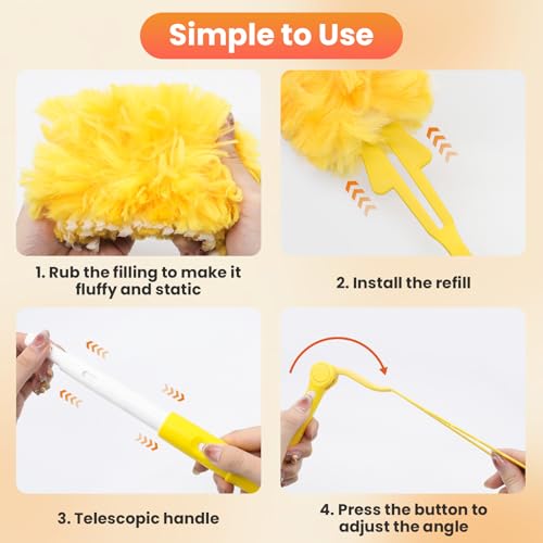 Image of 30 Pack Duster Refills Kits Compatible with Swiffer Duster, Dusters for Cleaning Disposable with Retractable Handle, for Cleaning Home Office Blinds Furniture and More