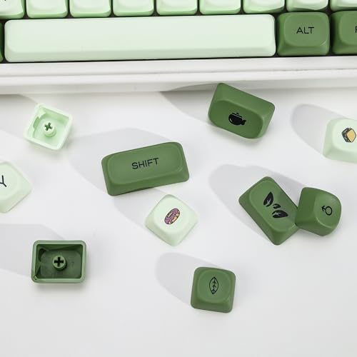 Image of KBDiy Matcha Keycaps Set, 143 Keys Green Dye-Sublimation PBT Keycaps, KOA Profile Cute Custom Keycaps, for 60% 75% 100% Cherry Gateron MX Switches Mechanical Keyboards