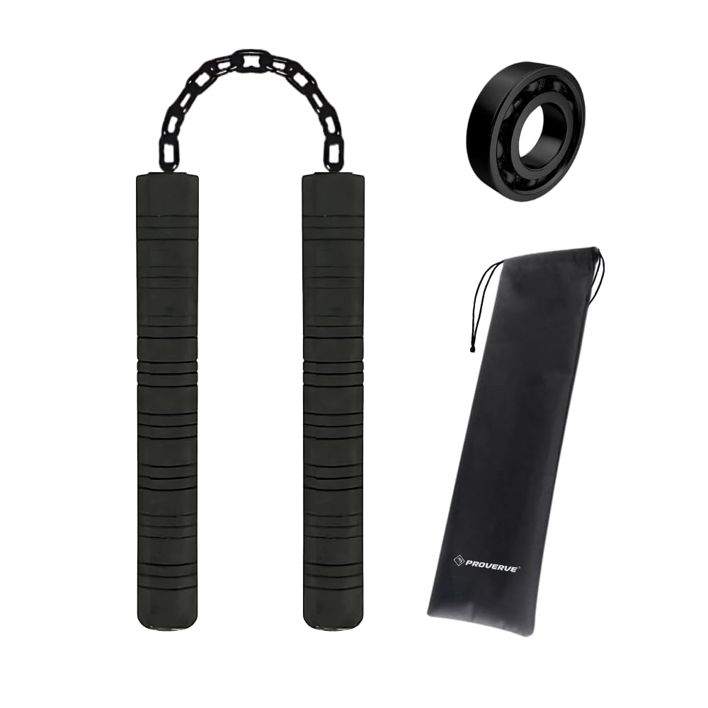 PROVERVE Nunchaku for Kids and Adults, Matt Black, Martial Arts, Kung Fu Training Nunchakus, Karate Training Nunchucks (Pack of 1) (Foam Nunchaku)