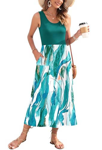 Image of WNEEDU Women's Summer Maxi Dress Casual Sleeveless Sundress