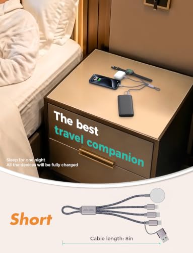 Image of Travel Essentials,3 in 2 USB C Cable for Apple Watch Charger,iPhone Charger,Multi Charging Cable,Cruise Vacation Camping Essentials,Portable for iWatch Series 11-2 /Ultra /SE & iPhone 17-12,Car,0.7FT