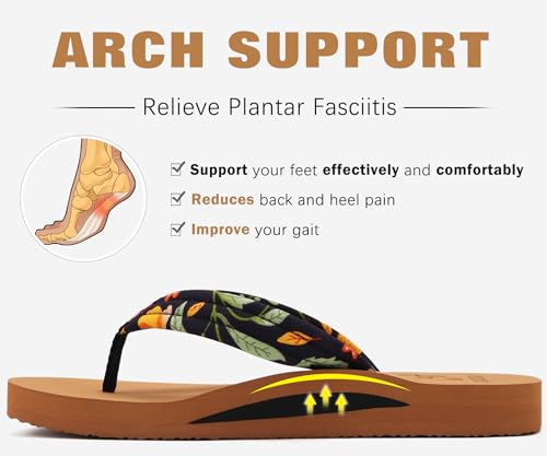 Image of KuaiLu Womens Arch Support Flip Flops Ladies Comfort Lightweight Soft Yoga Mat Cushion Walking Thong Sandals