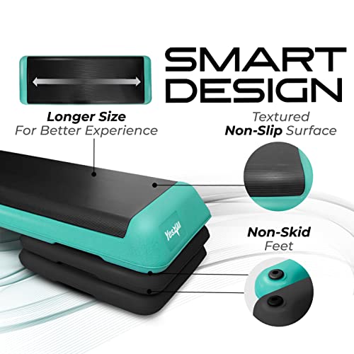 Yes4All-Aerobic-Exercise-Workout-Step-Platform-Health-Club-Size-with-4-Adjustable-Risers-Included-and-Extra-Risers-Options
