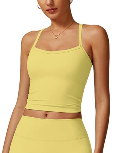 Image of QBGJTD Womens Longline Sports Bras Cross Back Active Gym Yoga Padded Workout Crop Tank Top with Built in Bra