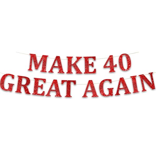 Image of Pre-Strung Glitter Banner - Funny 40th Birthday and Anniversary Decorations for Men and Women - Party Supplies and Gifts