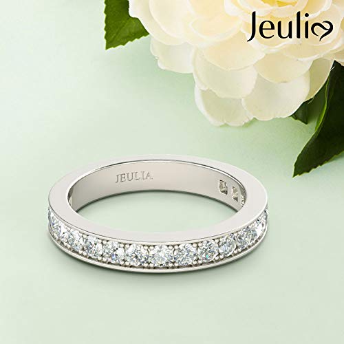 Jeuia 1.71 Carat Custom Engraved Wedding Band Personalized Eternity Band Ring Cubic Zirconia Chanel Set Sterling Silver Engagement Rings for Women Men3